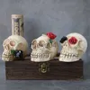 Nieuwe items 2023 Halloween Decoratie Skull Ghost met Ledresin Skelet Hoofd Statue Horror Party Props House Ornamenten J230815