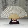 Estatuetas decorativas fãs de mão de casamento papel fã branco portátil chinês bambu dobrando para solteira de solteira suprimentos de festa decoração de casa decoração