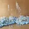 5 ramion stojąca krystalicznie przezroczysty akrylowy filar świeca wystawowy stojak na podłogę Candlelabra na imprezę Mariage Wedding Centerpieces Ocean NSLO