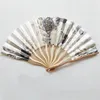 Dekorativa figurer japansk fläkt vintage kinesiska kvinnors handhållna fällbara utsökta körsbärsblommor Tiny tyg blomma bambu dans hem