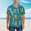 Men's Casual Shirts Great Dane Pizza Mens Hawaiian Short Sleeve Button Down Beach Tropical Floral