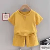 Set di abbigliamento Ragazzi Ragazze Abiti estivi Vestiti Bambino Mussola di cotone Maniche corte Camicia Pantaloncini Abiti Bambini Top + Pantaloni Set 2 pezzi 0-8T