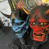 マスクパーティーマスクアダルトユニセックスハロウィーン日本の封印されたプラジナデビルハンニャノーカブキデーモンoniサムライフルフェイスマスクレッドブラックブルー