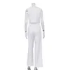 Dwuczęściowe spodnie damskie Summer biały bawełniany lniany zestawy dla kobiet mody kamizelki na rękawie top zbiornikowy i wysoki talia