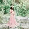 Mujeres vestidos de maternidad tirar de fotos embarazada vestida de hombro encaje de manga corta vestidos elegantes ropa de embarazo