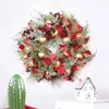 Flores decorativas Red Christmas Wreath para a porta da frente Janela dourada Decorações de parede 2023 guirlanda guirnalda Navidad