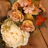 Decorative Flowers Fall Floral Wreath Realist Autumn Decor 15.75inch Harvest Maples Leaf Peony For Thanksgiving Day Farmhouse