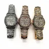 Wristwatches Brand Fashion Square Men's Watch Stainless Steel Strap Classic Embossed Calendar Hand Clock Trend Male Golden Quartz Wristwatch
