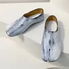 Dress Shoes 100 Real Leather Split Toe Loafers Men's Formal Party Painted White Couple Casual Derby shoes woman 230814