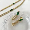 Brincos dangles clássicos de retangular geométrico clássico Green Chain de aço inoxidável Tassel Acessórios incomuns para mulheres