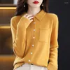 Maglietta da donna Pollo tascabile Pocket Cardigan Mlassa lunga in lana solida Knit Autumn/Winter Slim Fit Formale Fashion Fashion Top S-XXL