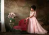 Girl Dresses A Line Tulle Girls Pageant For Po Shoot Appliques Kids Birthday Prom Gowns Sleeveless Children Flower