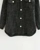 Kurtki damskie Plaid Tweed Shacket z Pearl Button Up Collacke Pocket Pocket Pocket Classic Classic Kurtka dla kobiet 230815