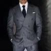 Suits Men Suits Blazers Striped Mens na wesele wykonane na zamówienie podwójnie piersi Man Costume Broom 2 sztuki Tuxedos Blazer Spods 230814