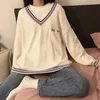 Maglione da donna giubbotto maglione di moda donne donne eleganti solide a v-scollo a sfioramento da donna in autunno da maglieria Korean College Girls Abbigliamento