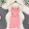 Casual Dresses Pink Camisole Dress Elastic midja Slim Sleeveless Criss Cross Mante Mni Vestido Hip Wrap Vacation Beach