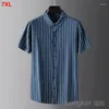 Mäns casual skjortor Summer Thin Business stor storlek randig sömlös design kortärmad skjorta 7xl 6xl plus för män