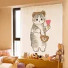 Sheer Curtains Cartoon Cute Cat Curtain Sticking Kitchen Bedroom Bathroom Non Punching Partition Dust Shielding Cloth Home Decoration 230815