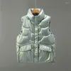 Women's Vests 2023 Winter Waistcoat Fashion Pink White Waterproof Warm Down Vest Jacket Female Green Loose Sleeveless Padded Coat