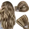 20 22 inch Remy Micro Ring Hair Extensions Human Hair Dark Bruin Hoogtepunten Honing Blonde Micro -lus Haaruitbreidingen 100G Micro Bead Extensions #P4/613