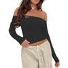 Magliette da donna Donne Donne a tubo a maniche lunghe Topto fuori spalla maglietta attillata skinny y2k sexy senza backless tee Tops Tops Streetwear