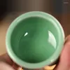 Tazze di piattini di lusso longquan celadon a mano che si riferisce alla tazza da tè tazza da tè tazza da tè