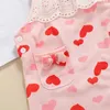 Conjuntos de roupas 1-6years criança bebê menina 2 pçs outono dia dos namorados roupas manga longa sólida camisa superior rosa coração impresso vestido