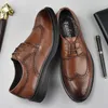 Dress Shoes Men Echte koesleer Brogue Wedding Business Heren Casual Flats luxe merk Oxford voor herenplatform 230814