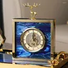 Tafelklokken Vintage Desk Clock voor Home Decor Elk Metal Antieke stijl RETRO KERST Kerst verjaardag cadeau aankomst