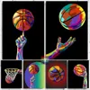 Canvas Pintura Esporte Basquete Pop Art Cor abstrato Poster de basquete e impressões Arte da parede Picture Morden Pop Art Wall Boys Bedroom Room Decor Wo6