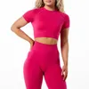 Kadınların Takipleri Kadınlar İçin Egzersiz Giysileri Sakinsiz Gym Giyim Fitness Mahsul Top Yüksek Bel Taytlar Yoga Set Kadın Spor Takımları Kit 230814
