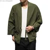 Mäns jackor Men Linen Kimono Fashion Loose Open Front Jacket Men Retro Jacket Casual Jacket Seven Sleeve Open Front Wool Parachute Kimono Top Z230816