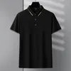 Men's Polos Summer Polo Shirt Business Casual Solid Colour Tops 4% Silk Short Sleeve T-shirt Luxury Designer Clothes Men