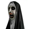 Party Masks The Horror Scary Nun Latex Mask W/Headscarf Valak Cosplay for Halloween Costume Face Masques with Headpiece 230814