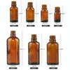 Botellas de vidrio para aceites esenciales 15 ml Botella ámbar vacía recargable con gotero reductor de orificio y tapa Suministros de bricolaje Herramienta Accessori Lhwv