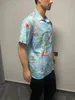 男性Sカジュアルシャツファッションハワイアンシャツ3Dプリントフラミンゴスタイルメンズレディースビーチ半袖特大のブラウス職業ラペル230814