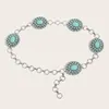 Riemen etnische stijl metalen riem voor vrouwelijke damesjurk met gebeeldhouwd turquoise buckle vrouwelijk prom feest taille touwtouw