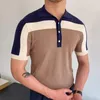 Herren Polos Spleißen Strick kurz Ärmel Farbkontrast Slim Polo Men Hemd Tee T -Shirt