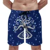 Shorts maschile Greek Ealte Eye Art Board Summer Amulet Tree Stampa Pantaloni corti Uomini che corrono trasparenti per la spiaggia grafica a secco veloce