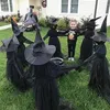 Другие мероприятия поставляют поставки ведьм с кольцами Хэллоуин украшения на открытом воздухе, держа руку, кричащий звук активированный датчик декор 230815