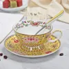 Mugs High Quality Bone Porcelain Coffee Cups Vintage Ceramic Onglazed Advanced Tea And Saucers Sets Luxury Gifts 230815