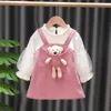 Girl s Dresses Girls Autumn Kids Clothes Winter Corduroy Princess dress Fake 2 pieces for Children Clothing Baby Girl Dress 230814