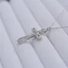 Nuova popolare croce di argento sterling S925 in Europa e America, semplice ed elegante con ciondolo a diamante, catena di clavicola