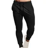 Calça masculina Little House Big Chinos Slim Fit Sports Casual Cor sólida Versátil Executar treinamento Fitness