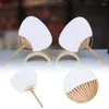 Decorative Figurines White Bamboo Paddle Fans Chinese Round Fan With Handle Hand Painted Double Dough Home Portable Wall