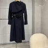 Women's Trench Coats Windbreaker tredimensionell skräddarsydd bälte midja stor kjol design casual mode 2023 Autumn 0308