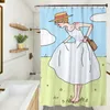 Bloße Vorhänge Cartoon Duschvorhang mit Haken Mehltau Proof Badezimmer wasserdichte schnelle Badewanne Badewanne Süßes Wohnkultur Cortinas 230815