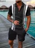 Mens Trailtsuits Moda Erkekler Sıradan Set Sokak Giyim 3D Dijital Baskı Kısa Kollu Polo Gömlek Şort Yaz Harajuku Spor Giyim 230815