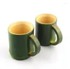 Cups Saucers 100pcs Handgemaakte natuurlijke bamboe thee Cup Japanese stijl biermelk met handvat groen Eco-vriendelijke reisvaartuigen Lin3999