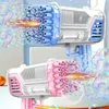Nyhetsspel 36-håls Bazooka Bubble Machine Toy Electric Soap Water Bubble Blower With Light Summer Party Outdoor Toy for Children Children Gift 230815